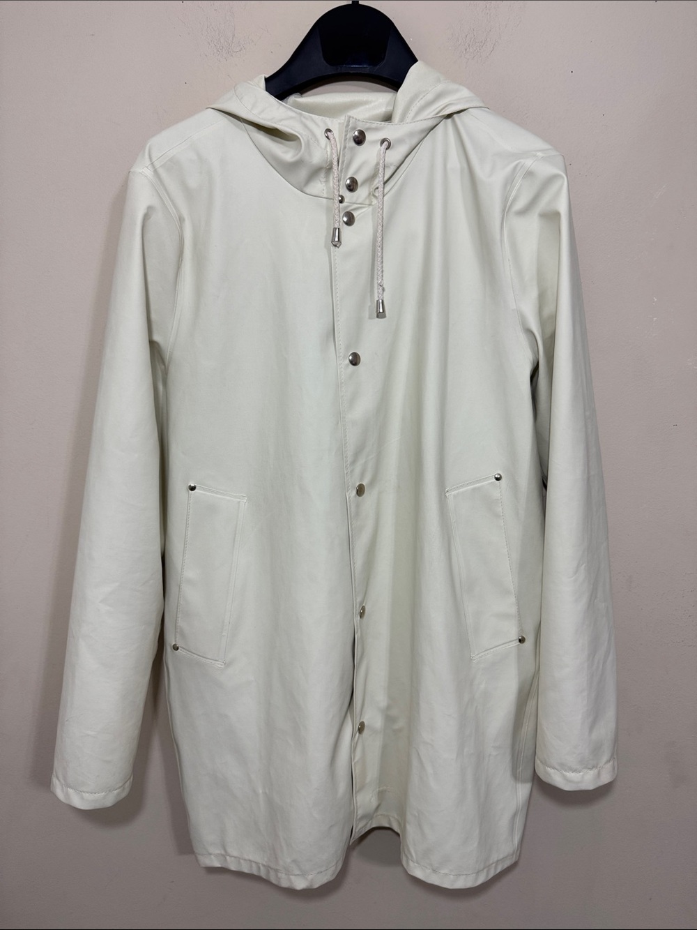 Stutterheim Women's Hooded Rain Jacket Off White size S Utility Casual Outdoors